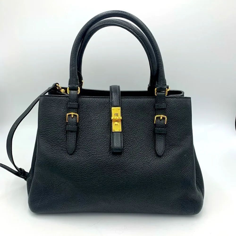 Authentic Bally Black Leather 2way Shoulder Bag Ex+ Preloved Purse